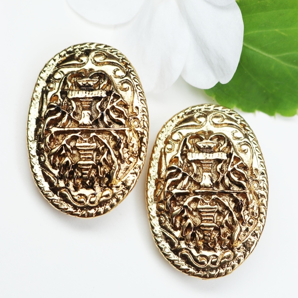 VINTAGE 1960s ERWIN PEARL *signed* GOLD EARRINGS